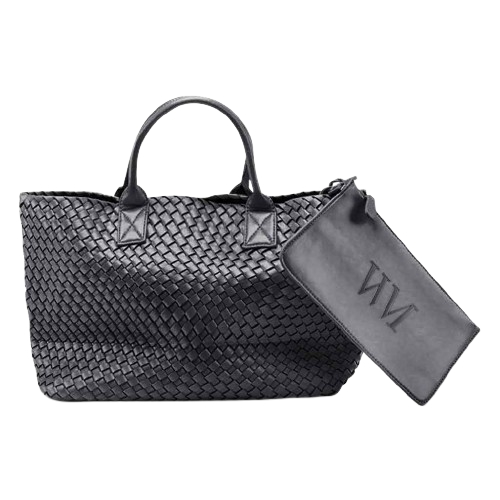 Nicola 2.0 Handwoven Vegan Leather Tote Bag – Black