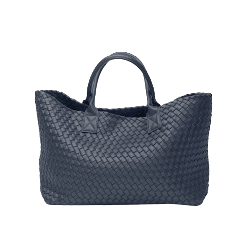 Nicola 2.0 Handwoven Vegan Leather Tote Bag – Navy