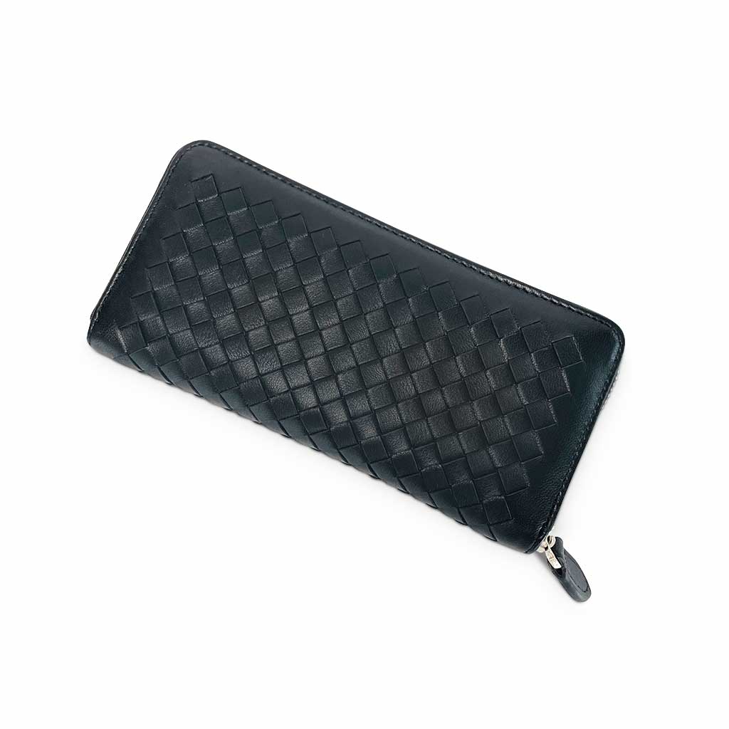 Handwoven Leather Zip-Around Wallet – Ada in Black | Worth A Million