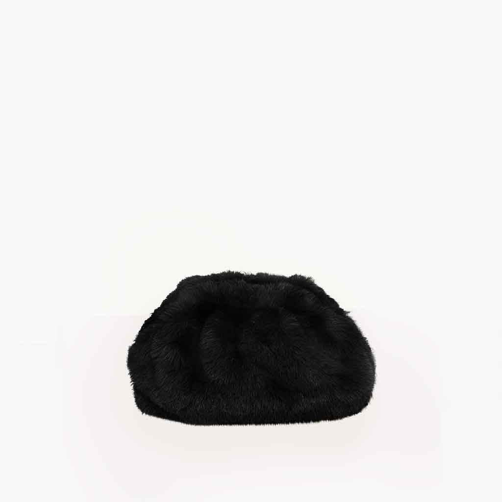 The Amelia Faux Fur Crossbody Bag in Black – Soft Textured Evening Shoulder Bag | Worth A Million