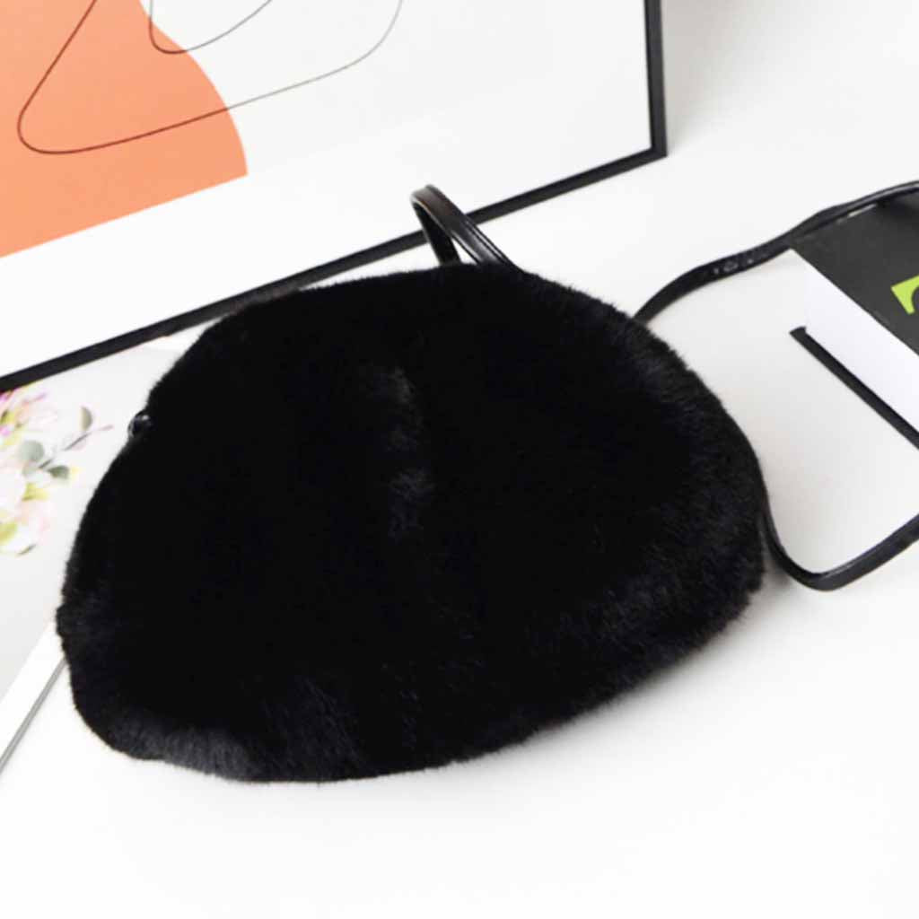 The Amelia Faux Fur Crossbody Bag in Black – Soft Textured Evening Shoulder Bag | Worth A Million
