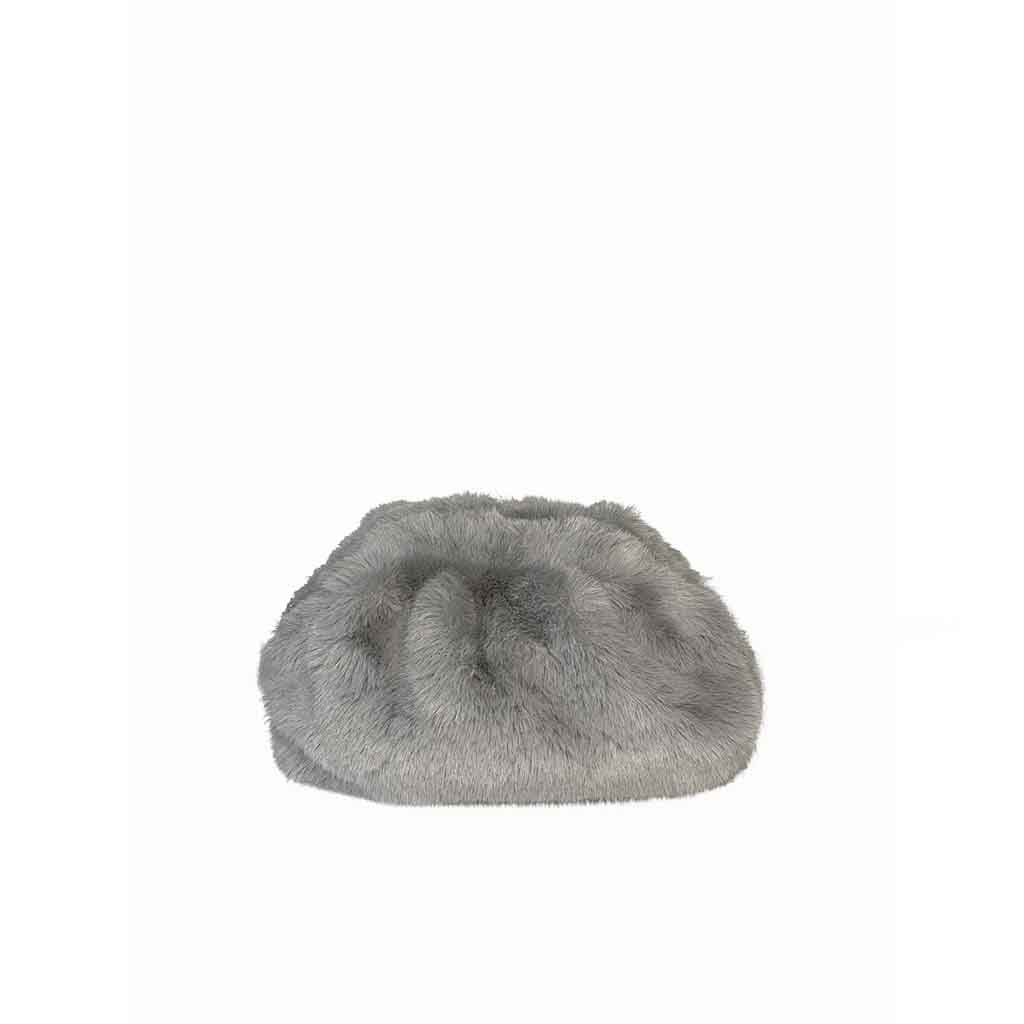 The Amelia Faux Fur Crossbody Bag in Grey – Soft Fuzzy Shoulder Bag with Chain Strap | Worth A Million