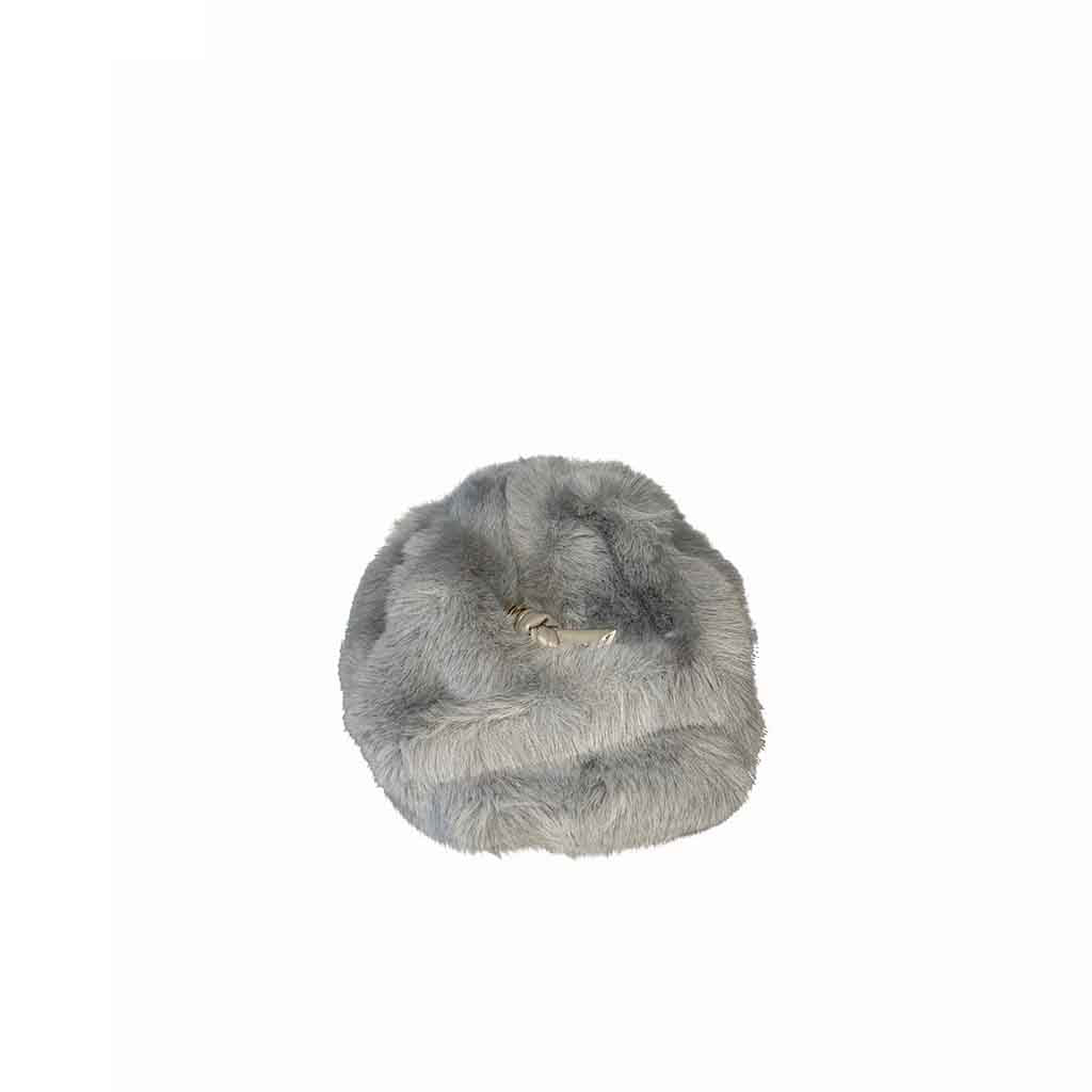 The Amelia Faux Fur Crossbody Bag in Grey – Soft Fuzzy Shoulder Bag with Chain Strap | Worth A Million