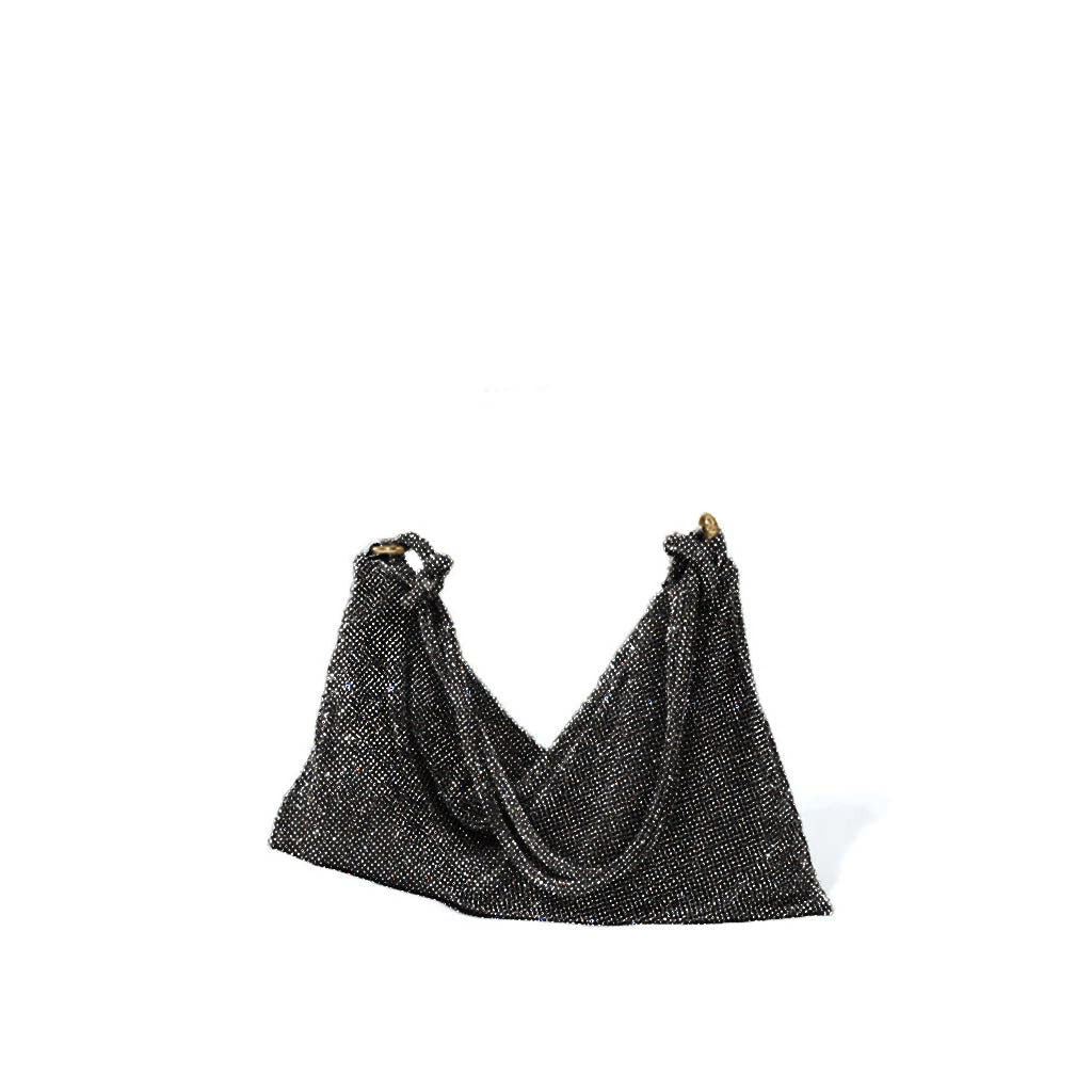 Silver & Black Rhinestone Shoulder Bag – The Carrie Sparkle Evening Bag | Worth A Million