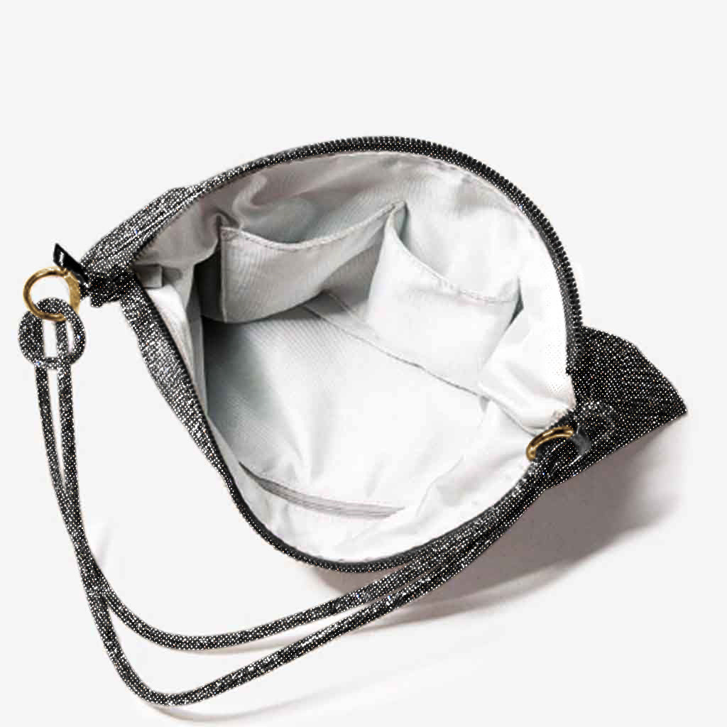 Silver & Black Rhinestone Shoulder Bag – The Carrie Sparkle Evening Bag | Worth A Million