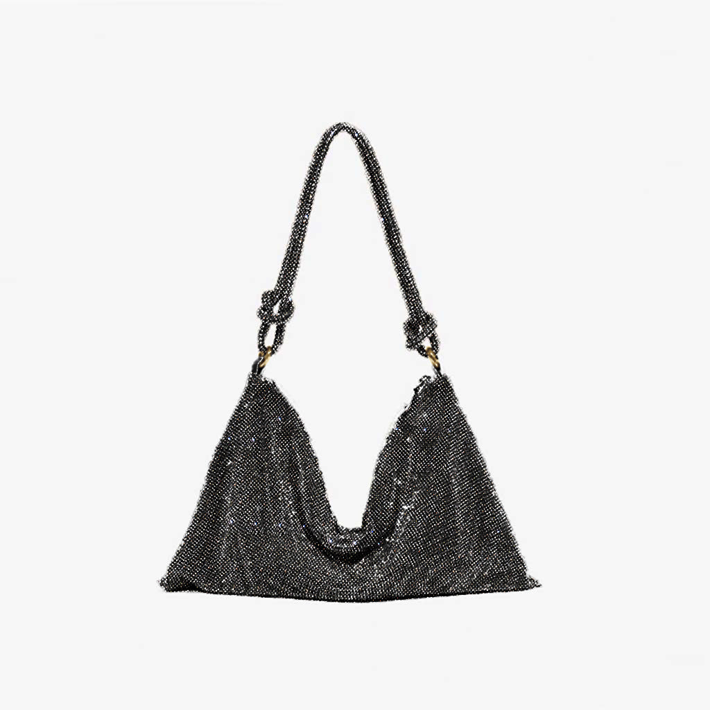 Silver & Black Rhinestone Shoulder Bag – The Carrie Sparkle Evening Bag | Worth A Million