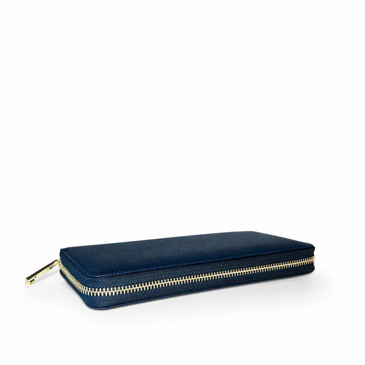 The Erin Real Leather Purse – Compact Zip Wallet in Navy | Worth A Million