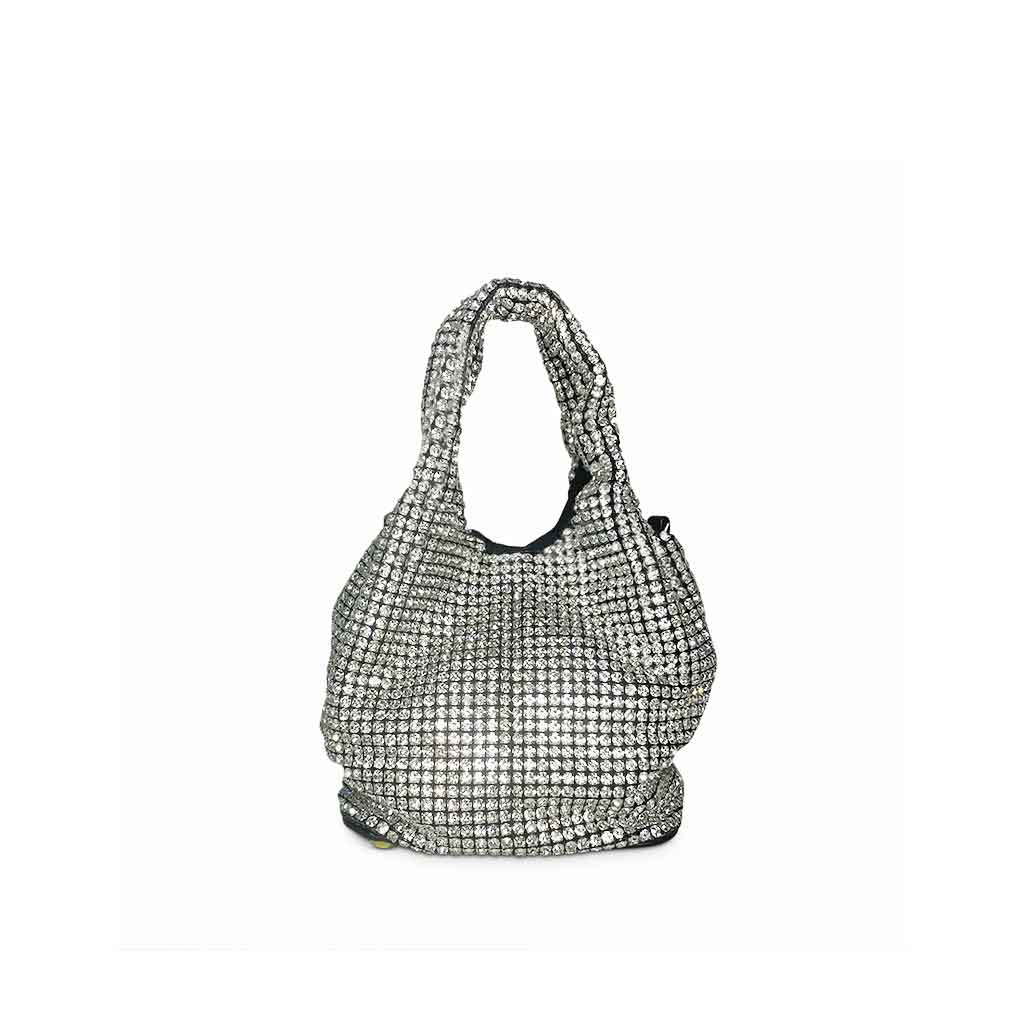 Silver Rhinestone Mini Bucket Bag – The Gracie Sparkle Tote | Worth A Million