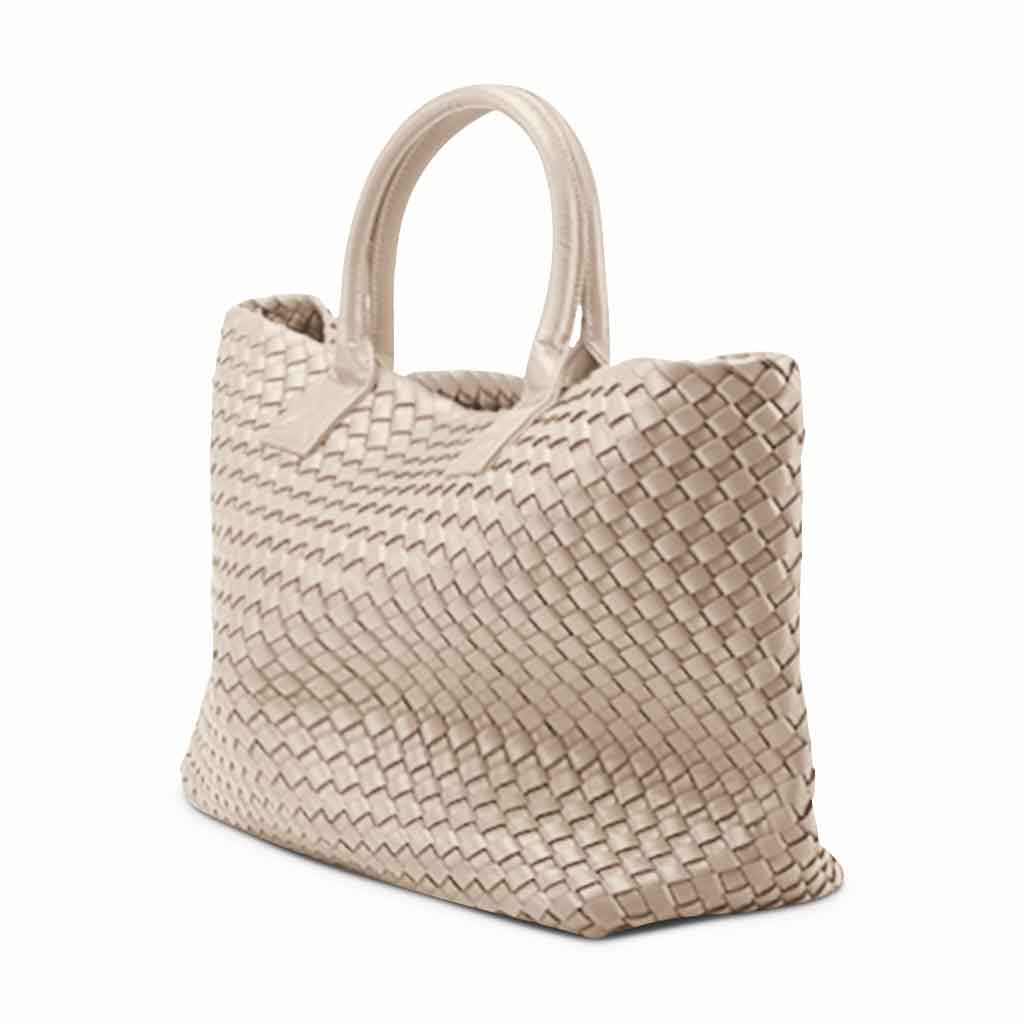 The Nicola 2.0 Weave Tote Bag in champagne