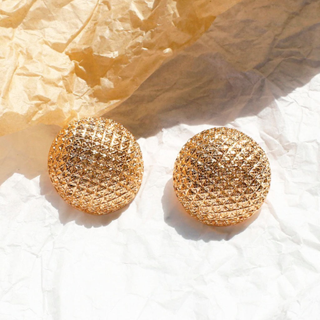 Round Textured Earrings in Gold – Old Money Inspired Vintage Statement | Worth A Million