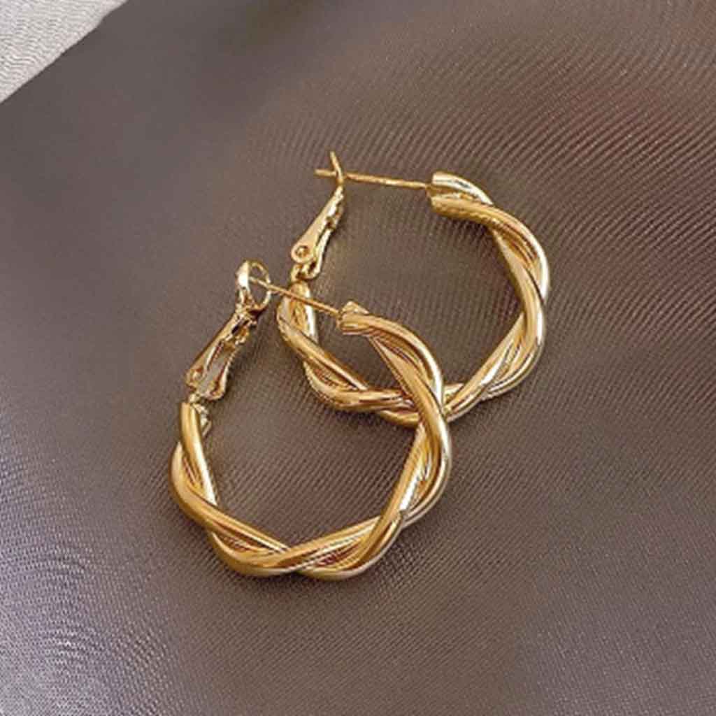 Twist Hoop Earrings in Gold – Sculptural Everyday Statement Hoops | Worth A Million