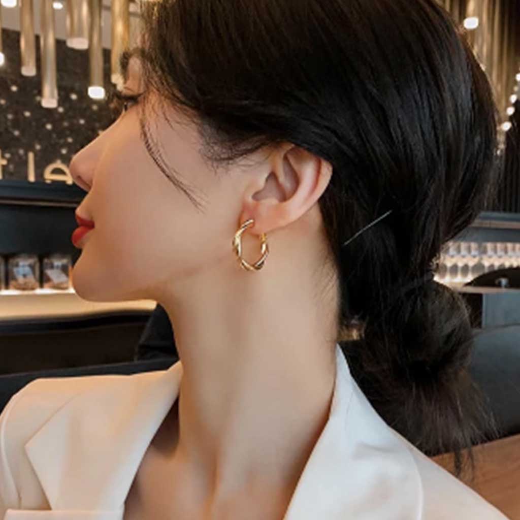 Twist Hoop Earrings in Gold – Sculptural Everyday Statement Hoops | Worth A Million