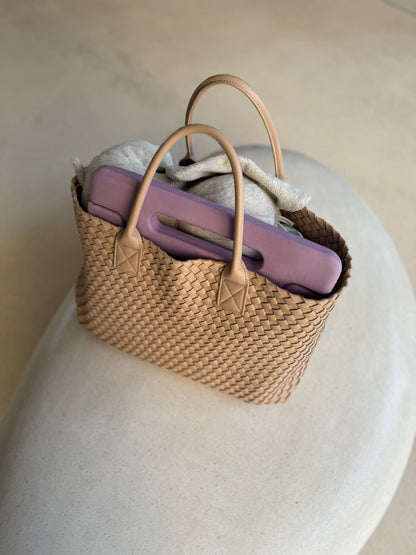 Nicola 2.0 Handwoven Vegan Leather Tote Bag – Champagne