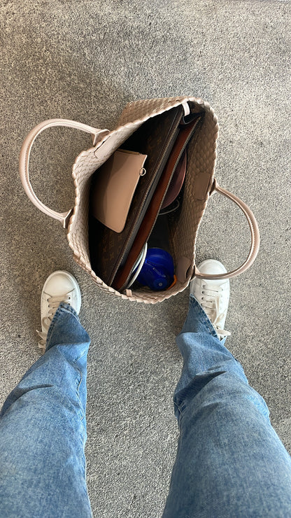 Nicola 2.0 Handwoven Vegan Leather Tote Bag – Champagne