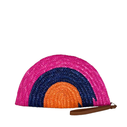 Multicoloured Straw Half-Moon Clutch – The Gaia Vacation & Sunset Bag | Worth A Million