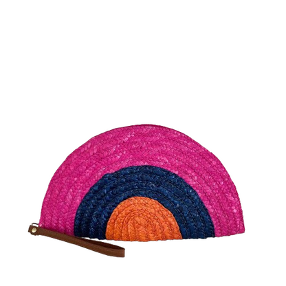 Multicoloured Straw Half-Moon Clutch – The Gaia Vacation & Sunset Bag | Worth A Million