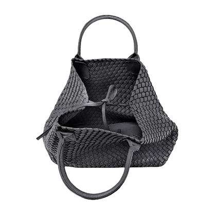Nicola 2.0 Handwoven Vegan Leather Tote Bag – Black