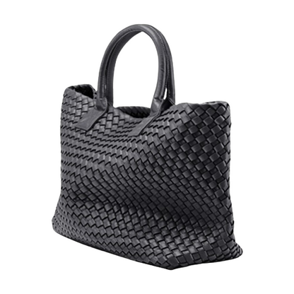 Nicola 2.0 Handwoven Vegan Leather Tote Bag – Black
