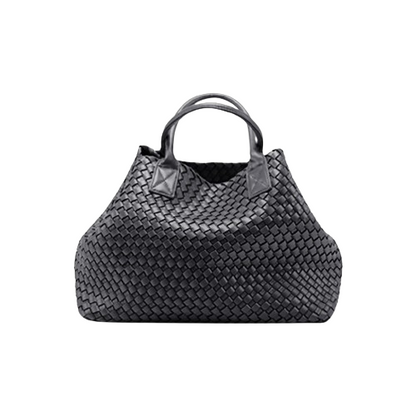 Nicola 2.0 Handwoven Vegan Leather Tote Bag – Black