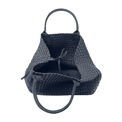 Nicola 2.0 Handwoven Vegan Leather Tote Bag – Navy