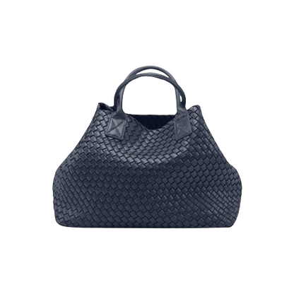 Nicola 2.0 Handwoven Vegan Leather Tote Bag – Navy