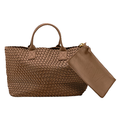 Nicola 2.0 Handwoven Vegan Leather Tote Bag – Tan