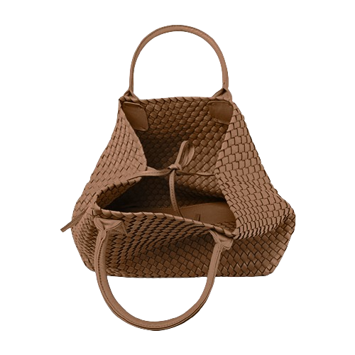 The Nicola 2.0 Weave Tote Bag in tan