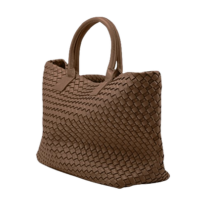 Nicola 2.0 Handwoven Vegan Leather Tote Bag – Tan
