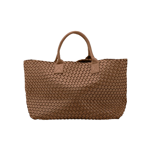 The Nicola 2.0 Weave Tote Bag in tan