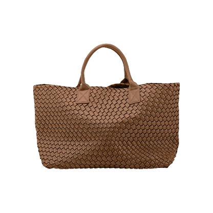Nicola 2.0 Handwoven Vegan Leather Tote Bag – Tan