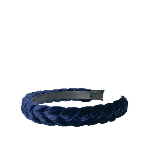 The Velvet Plait Headband in navy