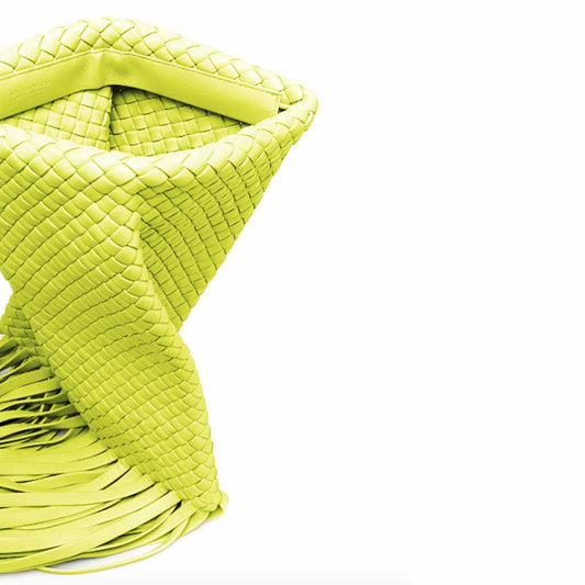 The Alaia Chartreuse Weave Tassel Clutch Bag – Bold Summer Statement Bag | Worth A Million