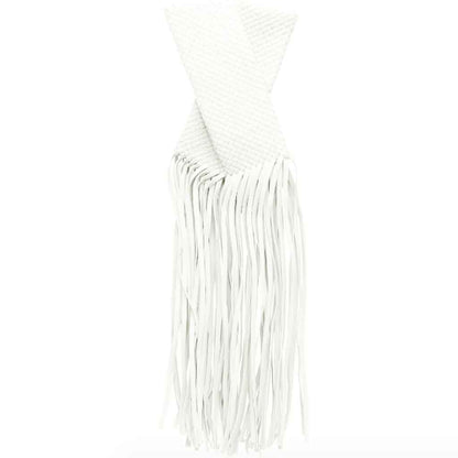 The Alaia White Weave Tassel Clutch Bag – Textured Summer Occasion Bag | Worth A Million