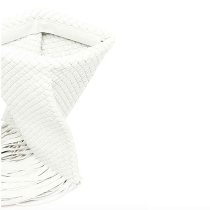 The Alaia White Weave Tassel Clutch Bag – Textured Summer Occasion Bag | Worth A Million