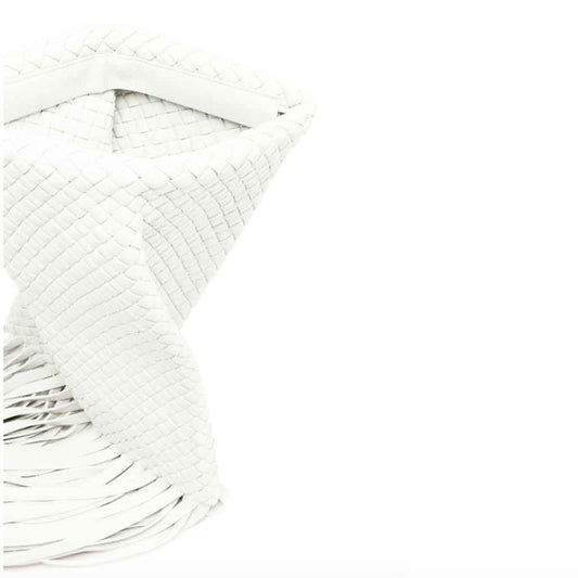 The Alaia White Weave Tassel Clutch Bag – Textured Summer Occasion Bag | Worth A Million