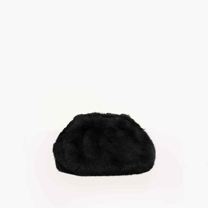 The Amelia Faux Fur Crossbody Bag in Black – Soft Textured Evening Shoulder Bag | Worth A Million