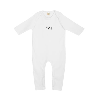 White Organic Cotton Baby Sleepsuit – Unisex Long-Sleeve Onesie | Worth A Million