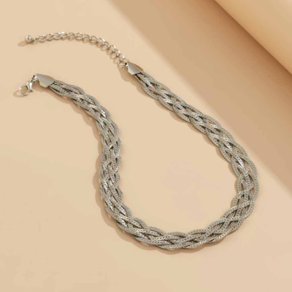 Thick Snake Twist Chain Necklace in silver