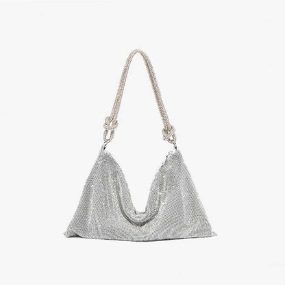 The Carrie Rhinestone Shoulder Bag in Silver – Sparkling Crystal Evening Bag | Worth A Million