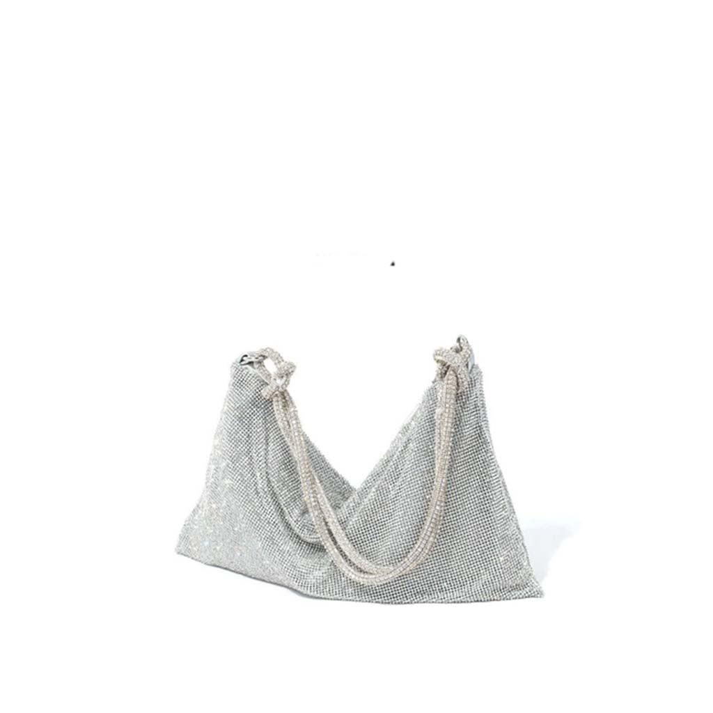 The Carrie Rhinestone Shoulder Bag in silver