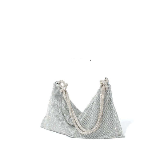 The Carrie Rhinestone Shoulder Bag in Silver – Sparkling Crystal Evening Bag | Worth A Million
