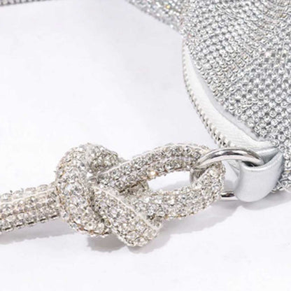 The Carrie Rhinestone Shoulder Bag in Silver – Sparkling Crystal Evening Bag | Worth A Million