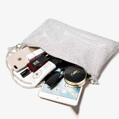 The Carrie Rhinestone Shoulder Bag in Silver – Sparkling Crystal Evening Bag | Worth A Million