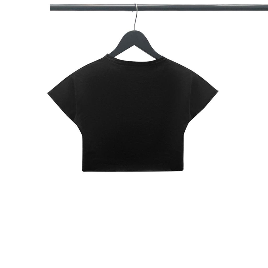 Loose Fit Branded Cropped T-shirt in black