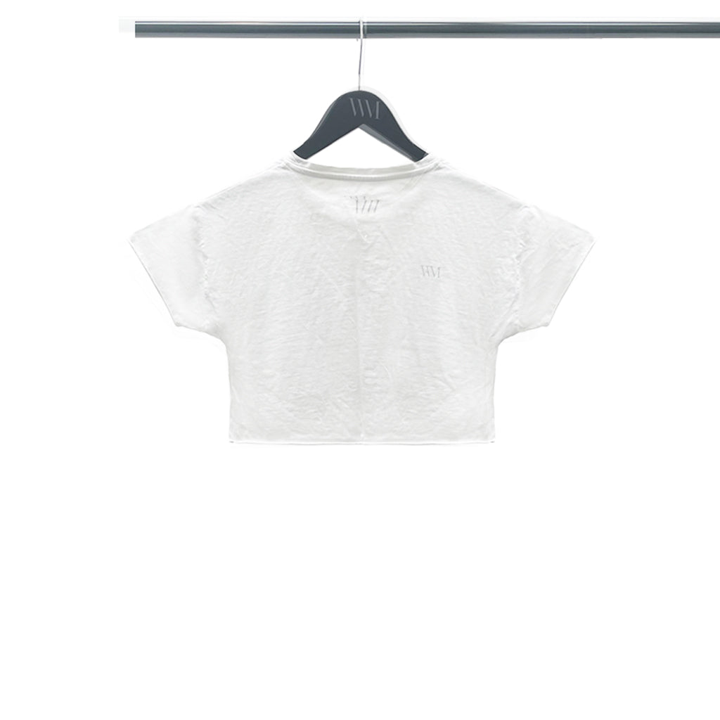 Loose Fit Branded Cropped T-shirt in white