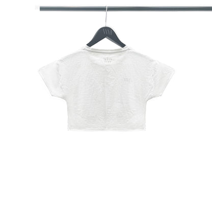 Loose Fit Crop Top – White Branded Boxy Tee | Worth A Million