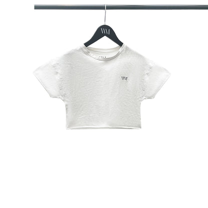 Loose Fit Crop Top – White Branded Boxy Tee | Worth A Million