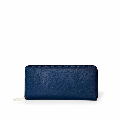The Erin Real Leather Purse – Compact Zip Wallet in Navy | Worth A Million