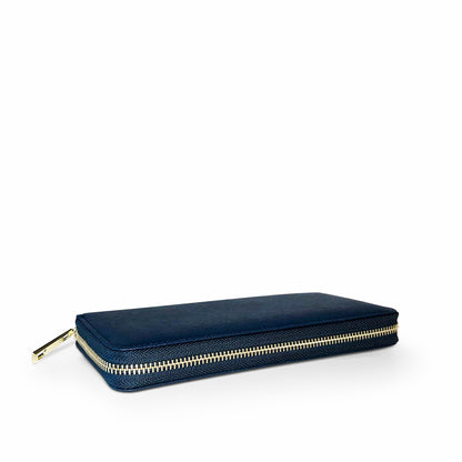 The Erin Real Leather Purse – Compact Zip Wallet in Navy | Worth A Million