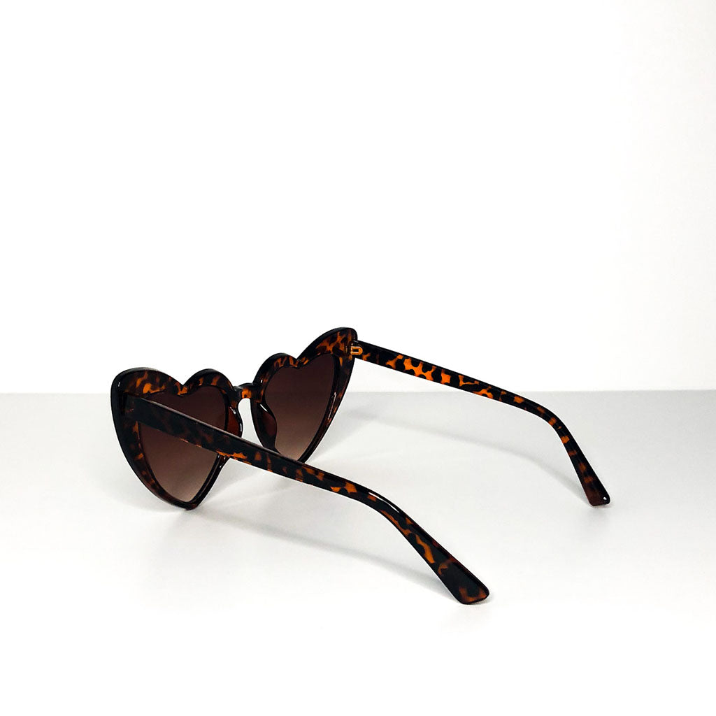 Heart Shaped Sunglasses in brown tortoise shell